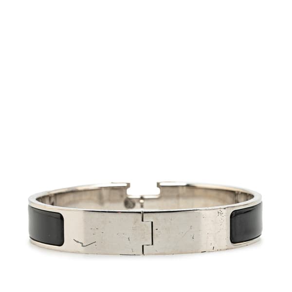 Pre-owned Hermès Narrow Enamel Clic H Bracelet PM Black
