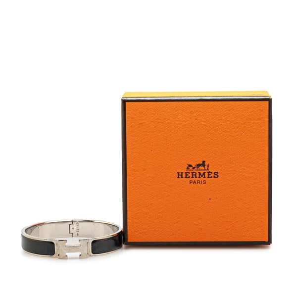 Pre-owned Hermès Narrow Enamel Clic H Bracelet PM Black