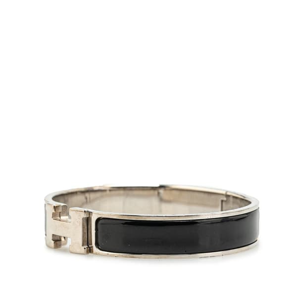 Pre-owned Hermès Narrow Enamel Clic H Bracelet PM Black