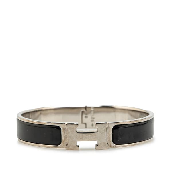 Pre-owned Hermès Narrow Enamel Clic H Bracelet PM Black