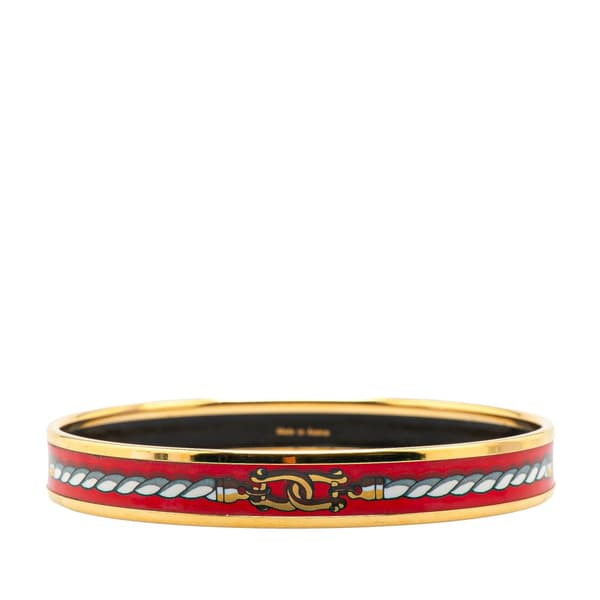 Pre-owned Hermès Narrow Cordages Enamel Bangle 70 Red