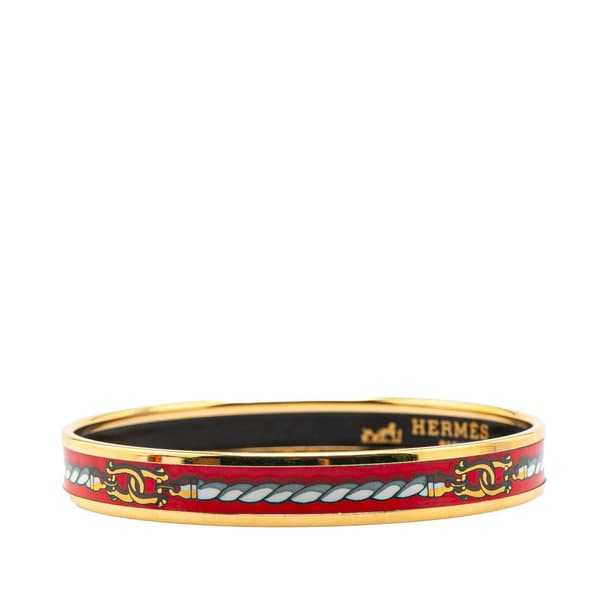 Pre-owned Hermès Narrow Cordages Enamel Bangle 70 Red