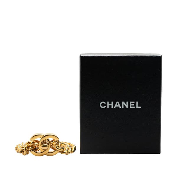 Pre-owned Chanel Gold Plated Interlocking CC Chain Bracelet Gold