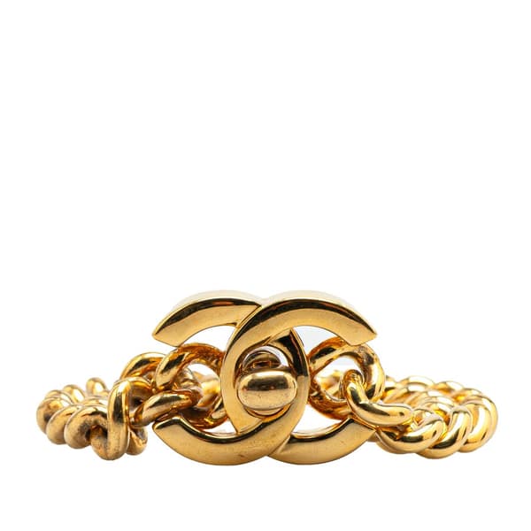 Pre-owned Chanel Gold Plated Interlocking CC Chain Bracelet Gold