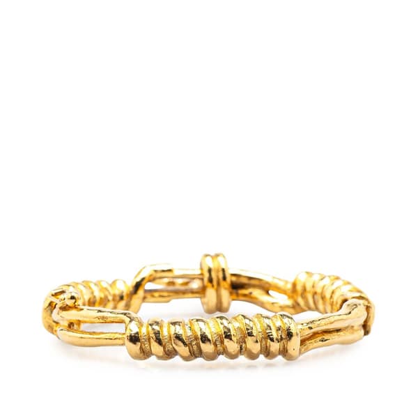 Pre-owned Chanel Gold Plated CC Engraved Cross Bracelet Gold