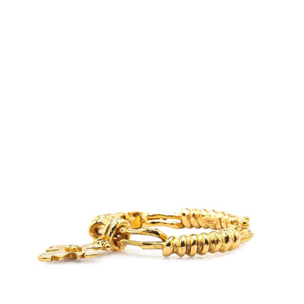 Pre-owned Chanel Gold Plated CC Engraved Cross Bracelet Gold