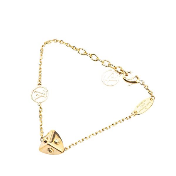 Pre-owned Louis Vuitton Gold Plated Trunkies Charm Bracelet Gold