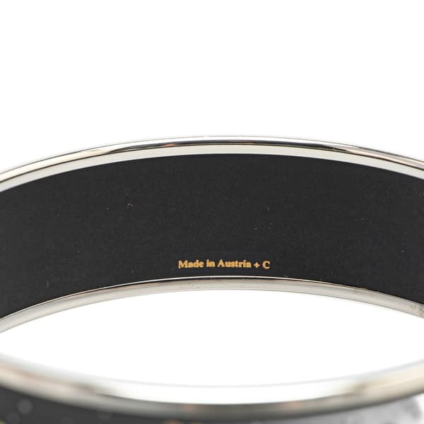 Pre-owned Hermès Wide Enamel Printed Horse Motif Bracelet Black