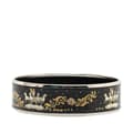 Miniatyrbild 2 av 5: Pre-owned Hermès Wide Enamel Printed Horse Motif Bracelet Black