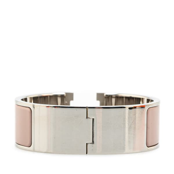 Pre-owned Hermès Wide Enamel Clic Clac H Bracelet PM Pink