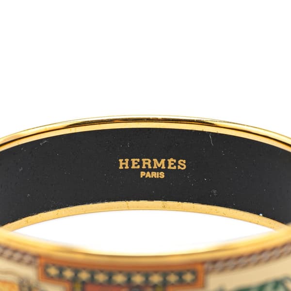 Pre-owned Hermès Wide Greyhound Enamel Bangle 65 Brown