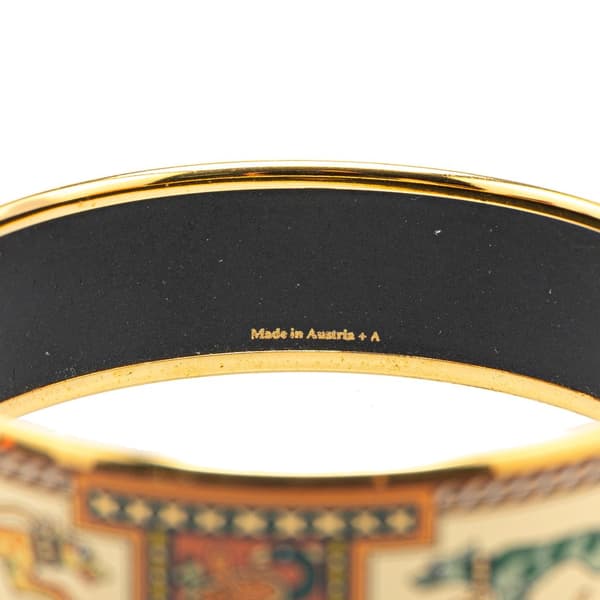 Pre-owned Hermès Wide Greyhound Enamel Bangle 65 Brown