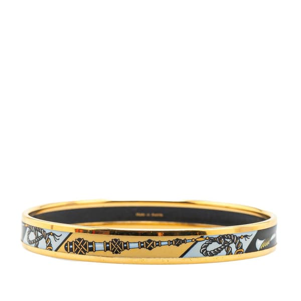 Pre-owned Hermès Narrow Printed Enamel Bangle 65 Gold