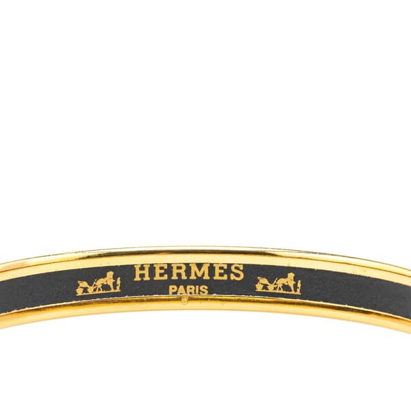 Pre-owned Hermès Narrow Printed Enamel Bangle 65 Gold