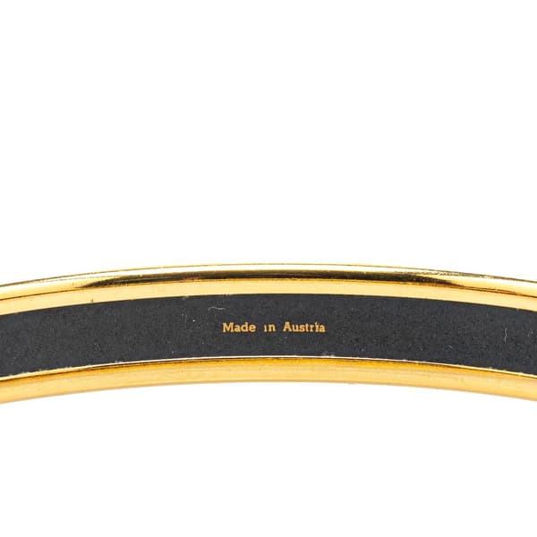 Pre-owned Hermès Narrow Printed Enamel Bangle 65 Gold