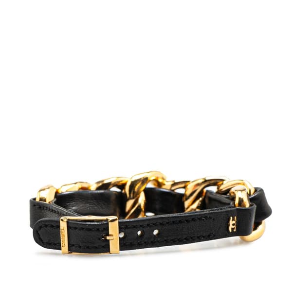 Pre-owned Chanel Gold Plated Leather Woven  Bracelet Gold