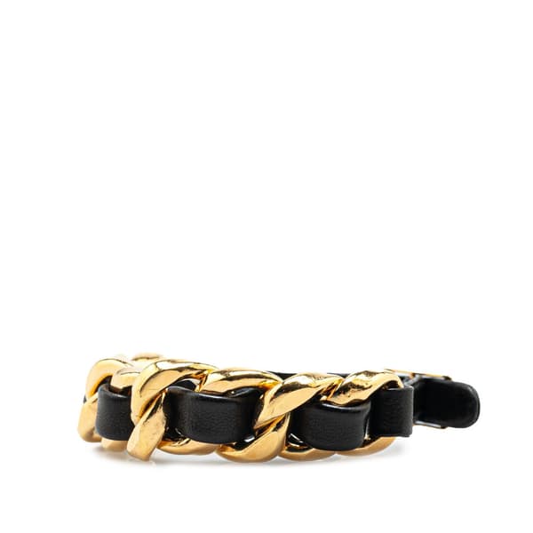 Pre-owned Chanel Gold Plated Leather Woven Bracelet Gold