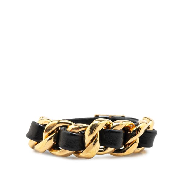 Pre-owned Chanel Gold Plated Leather Woven  Bracelet Gold
