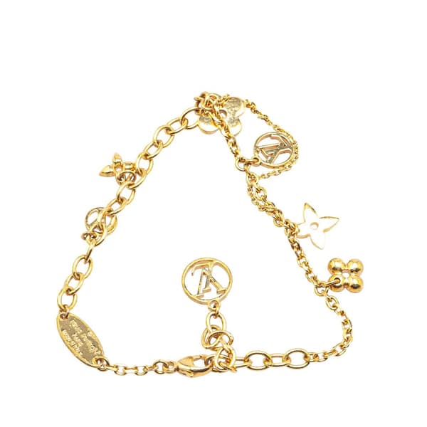 Pre-owned Louis Vuitton Gold Plated Monogram Blooming Supple Bracelet Gold