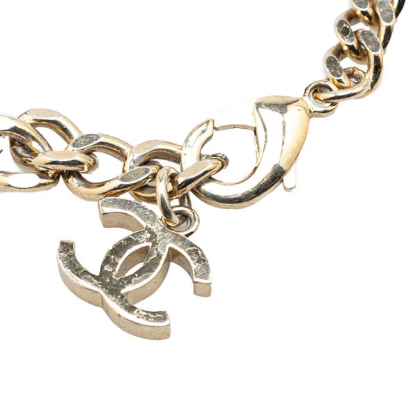 Pre-owned Chanel Gold Plated CC Rhinestones Chain Bracelet Gold