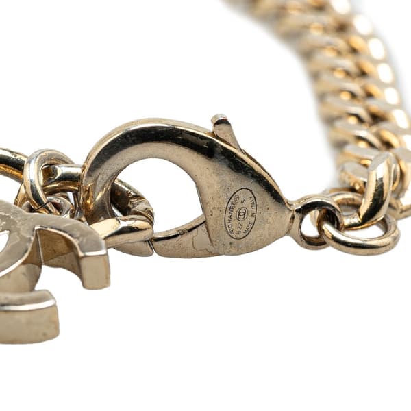 Pre-owned Chanel Gold Plated CC Rhinestones Chain Bracelet Gold