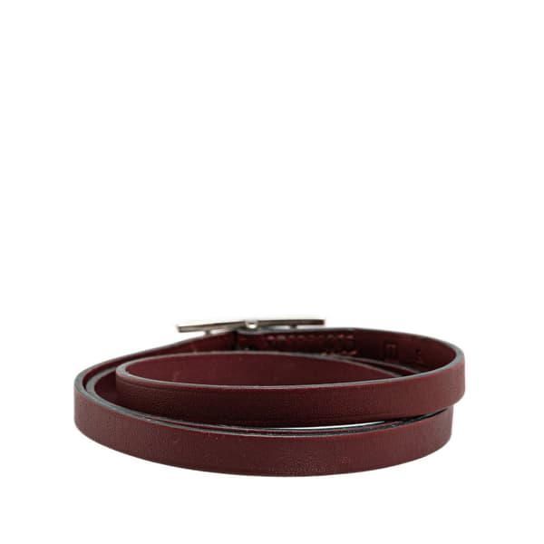 Pre-owned Hermès Leather Behapi Triple Tour Bracelet Red