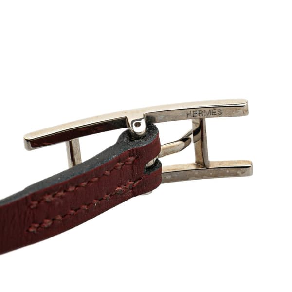 Pre-owned Hermès Leather Behapi Triple Tour Bracelet Red