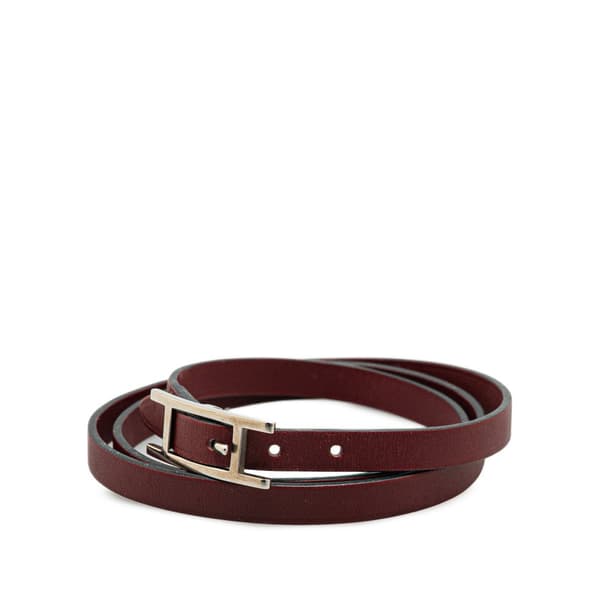 Pre-owned Hermès Leather Behapi Triple Tour Bracelet Red