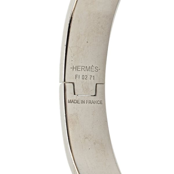 Pre-owned Hermès Narrow Enamel Grand Apparat Remix Clic H Bracelet PM White