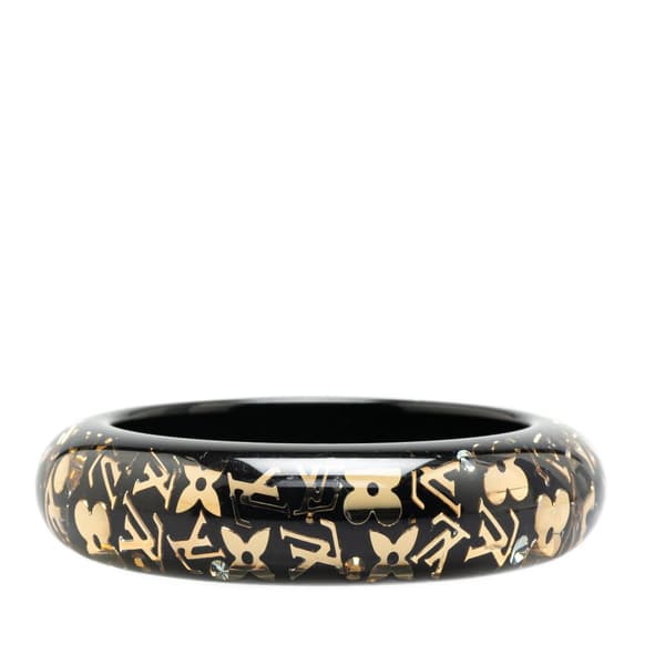 Pre-owned Louis Vuitton Wide Monogram Resin Inclusion Bangle Black