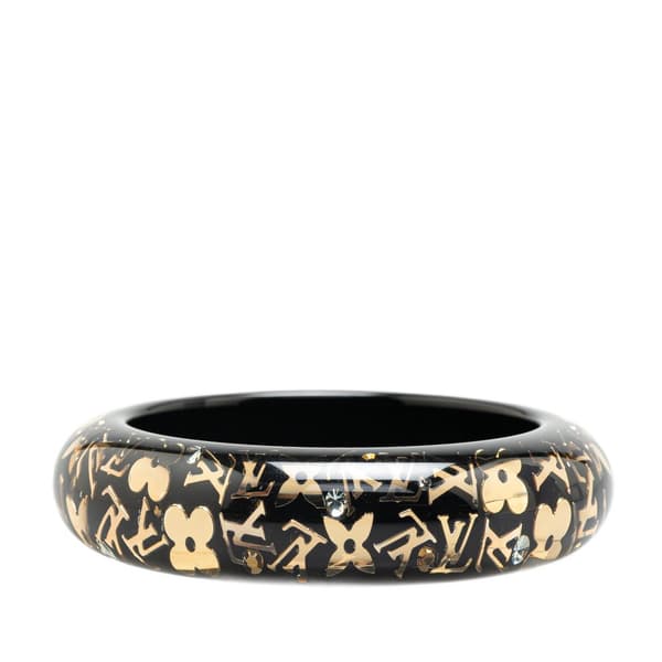 Pre-owned Louis Vuitton Wide Monogram Resin Inclusion Bangle Black