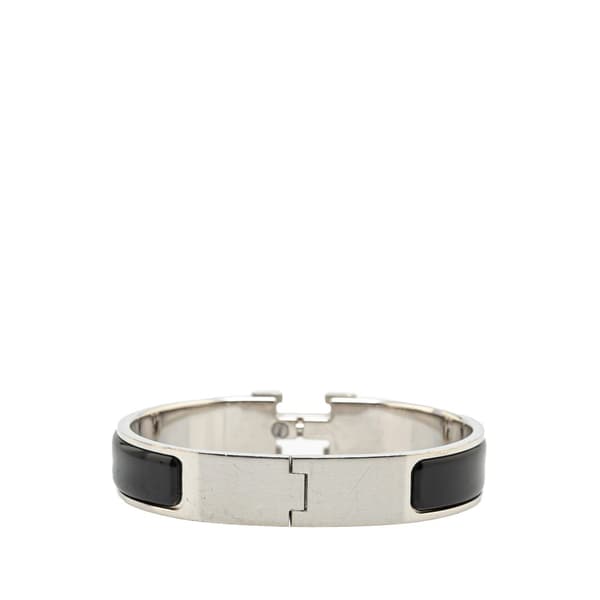 Pre-owned Hermès Narrow Enamel Clic Clac H Bracelet PM Black