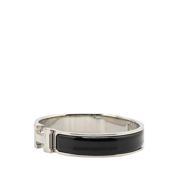 Pre-owned Hermès Narrow Enamel Clic Clac H Bracelet PM Black