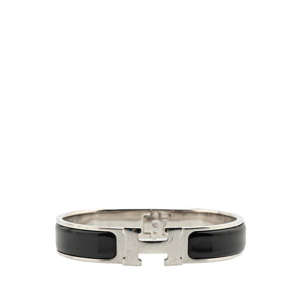Pre-owned Hermès Narrow Enamel Clic Clac H Bracelet PM Black