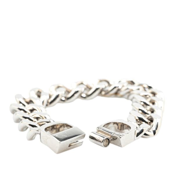 Pre-owned Dior Silver CD Logo Bracelet Silver