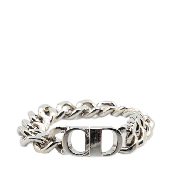 Pre-owned Dior Silver CD Logo Bracelet Silver