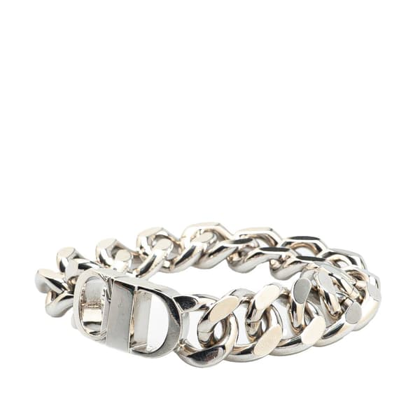 Pre-owned Dior Silver CD Logo Bracelet Silver