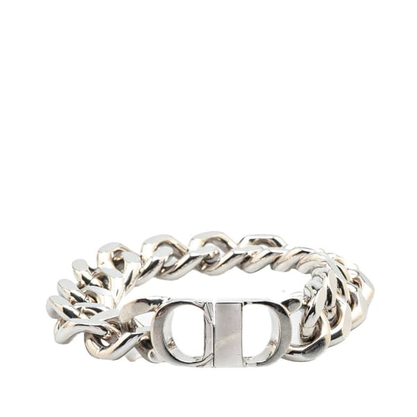 Pre-owned Dior Silver CD Logo Bracelet Silver