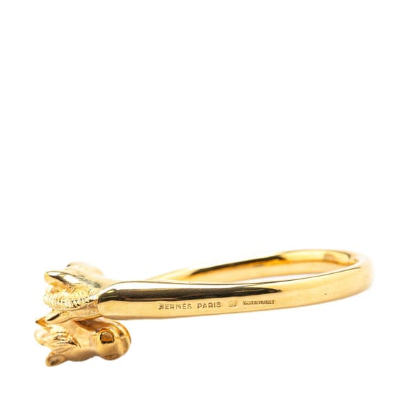 Pre-owned Hermès Gold Plated Cheval Double Horse Bangle Gold
