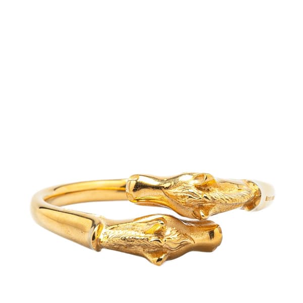 Pre-owned Hermès Gold Plated Cheval Double Horse Bangle Gold