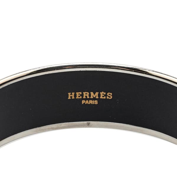 Pre-owned Hermès Wide Carriage Enamel Bangle 65 White
