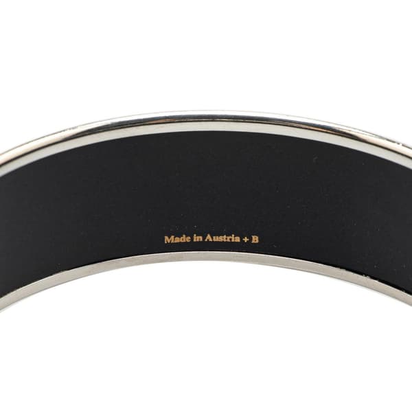 Pre-owned Hermès Wide Carriage Enamel Bangle 65 White