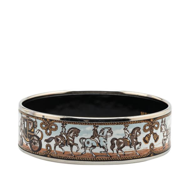 Pre-owned Hermès Wide Carriage Enamel Bangle 65 White