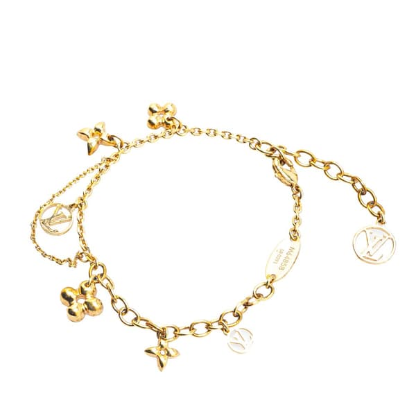 Pre-owned Louis Vuitton Gold Plated Monogram Blooming Supple Bracelet Gold