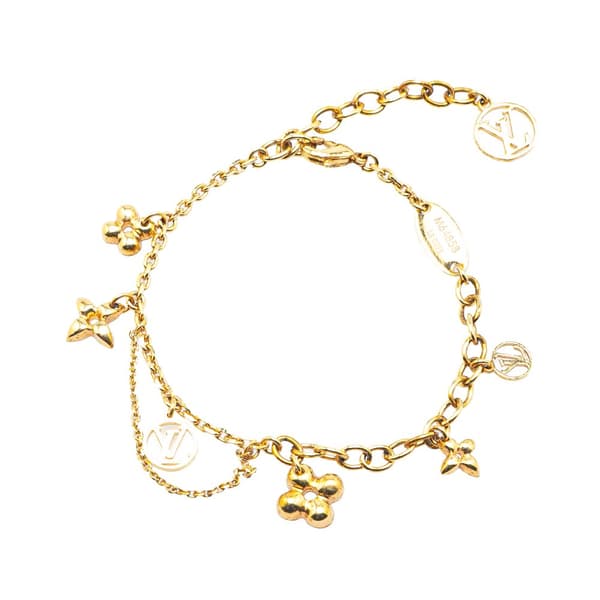 Pre-owned Louis Vuitton Gold Plated Monogram Blooming Supple Bracelet Gold