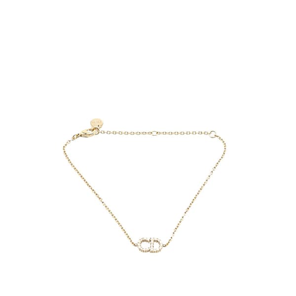 Pre-owned Dior Gold Plated CD Logo Rhinestones Bracelet Gold