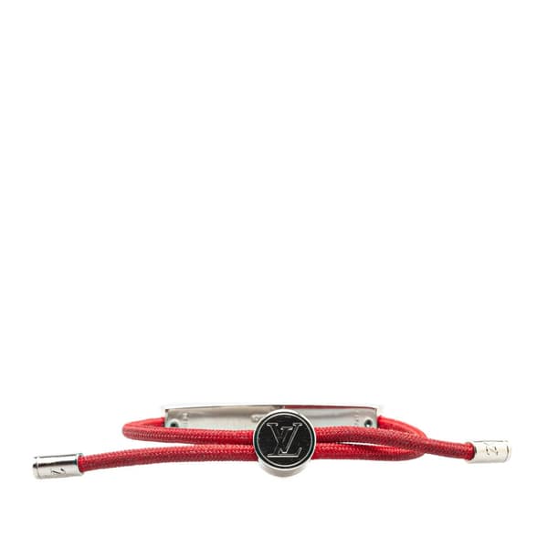 Pre-owned Louis Vuitton Stainless Steel and Nylon LV Space Bracelet Red