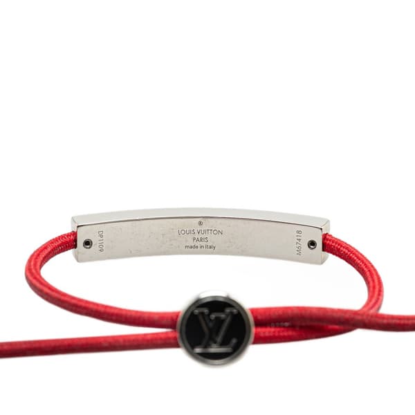 Pre-owned Louis Vuitton Stainless Steel and Nylon LV Space Bracelet Red