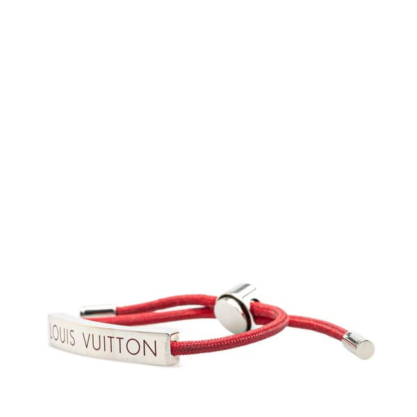 Pre-owned Louis Vuitton Stainless Steel and Nylon LV Space Bracelet Red