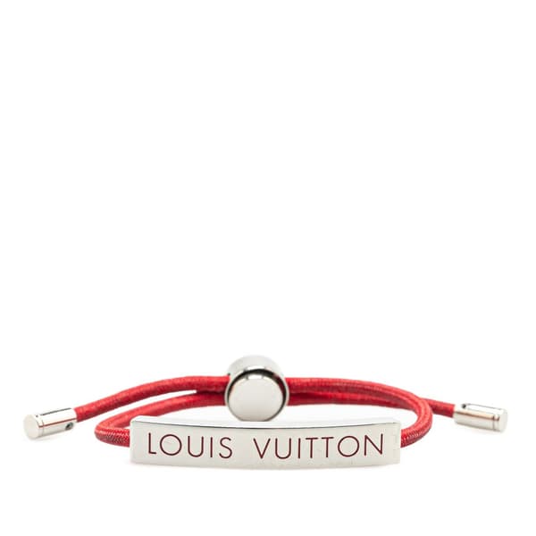 Pre-owned Louis Vuitton Stainless Steel and Nylon LV Space Bracelet Red
